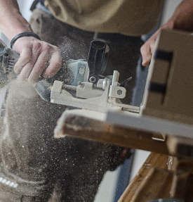 Carpenter working with tools