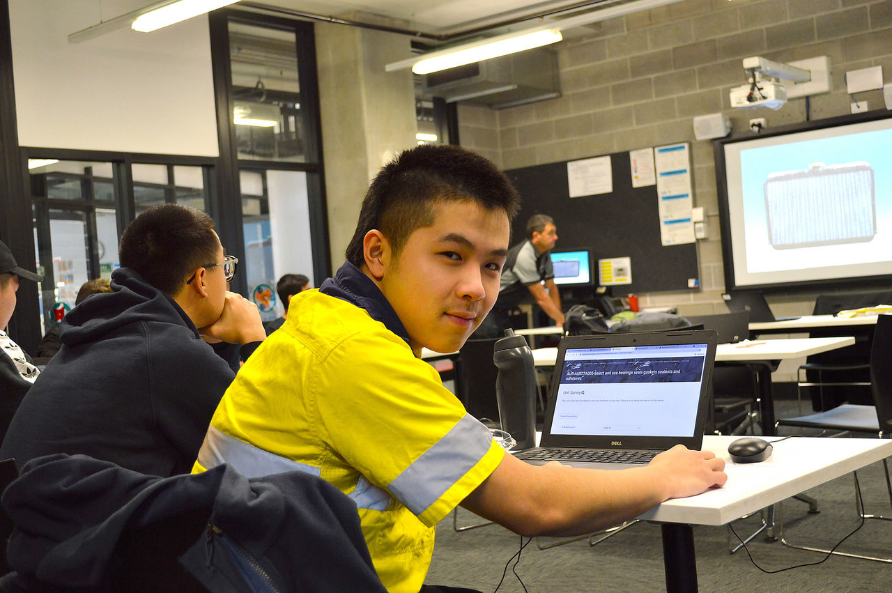 Automotive student in classroom
