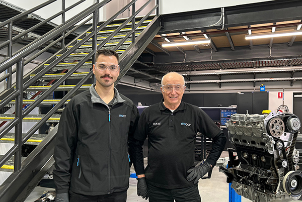 Kangan Institute automotive mechanics competitor Connor of mycar with his mentor Frank