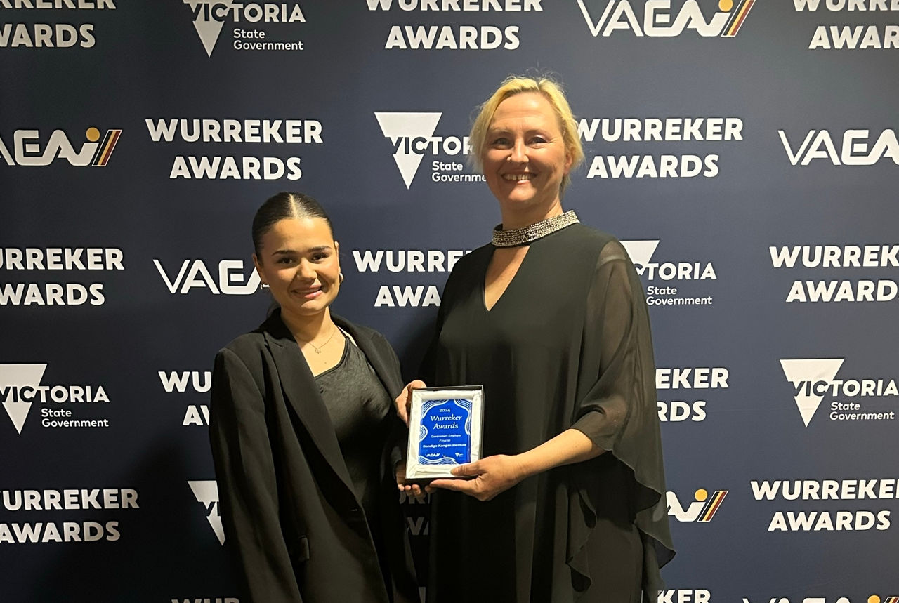 Kangan Institute's Indigenous Education Centre representatives Keyona De Satge (L) and Caroline Schmidt (R)