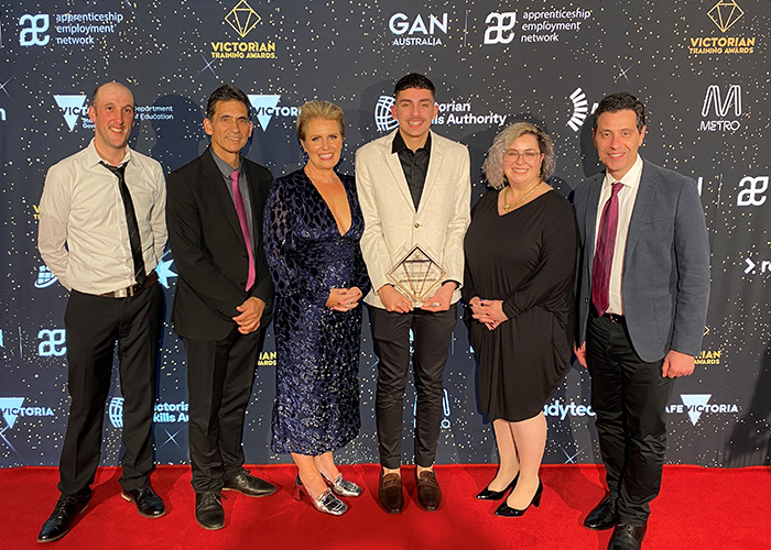 Joachim with Kangan Institute educators and representatives at the Victorian Training Awards