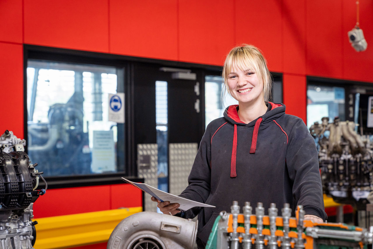 Light vehicle mechanical technology student Phoebe Pratt