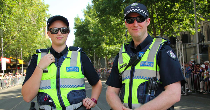 Male and female police officers 