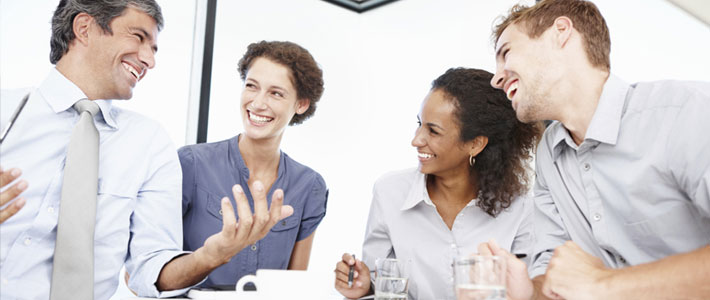 office workers smiling