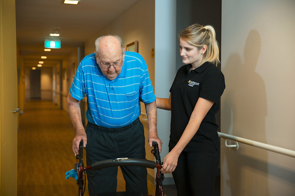 Community service worker with Aged Care resident