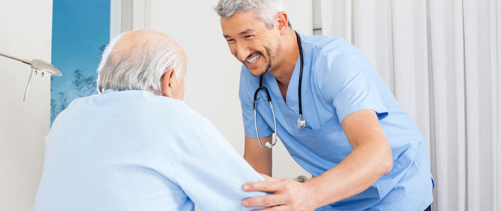 Nurse helping patient 