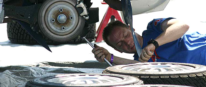 Mechanic working under vehicle 