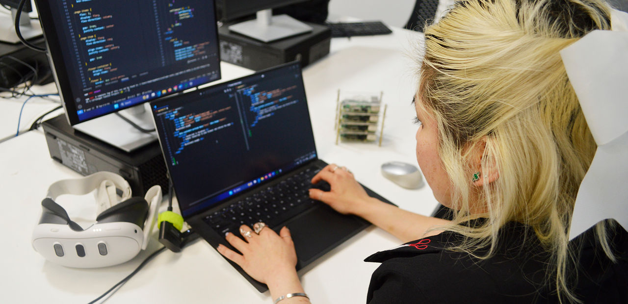 A Kangan Institute student works on data analysis