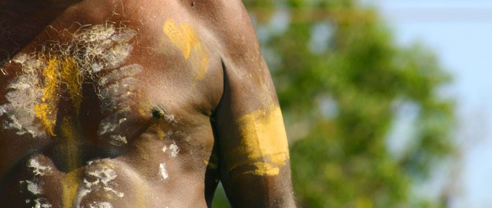 Indigenous man with tribal paint